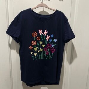 GAP Blue Short Sleeve Tee with Floral Design